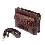 Klasyczna torebka Audrey ze skóry naturalnej Brąz Genuine Leather