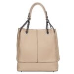 Elegancka torebka ze skóry naturalnej Perla Beżowa Genuine Leather