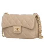 Elegancka torebka skórzana Simone Beżowa Średnia Genuine Leather