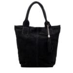 Shopperka Kelly z zamszu naturalnego Czarna Genuine Leather