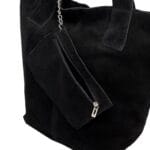 Shopperka Kelly z zamszu naturalnego Czarna Genuine Leather - obrazek 3