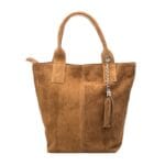 Shopperka Kelly z zamszu naturalnego Camel Genuine Leather