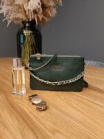Elegancka torebka skórzana KLARA zielona Genuine Leather - obrazek 9