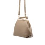 Elegancka torebka Lily typu babcinka Skóra Taupe Genuine Leather - obrazek 6