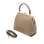 Elegancka torebka Lily typu babcinka Skóra Taupe Genuine Leather - obrazek 7
