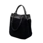 Zamszowa torebka Emily typu worek Czarna Genuine Leather - obrazek 3