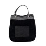 Zamszowa torebka Emily typu worek Czarna Genuine Leather