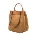 Zamszowa torebka Emily typu worek Czarna Genuine Leather - obrazek 8