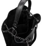 Zamszowa torebka Emily typu worek Czarna Genuine Leather - obrazek 6