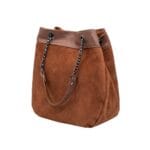 Zamszowa torebka Emily typu worek Czarna Genuine Leather - obrazek 13