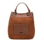 Zamszowa torebka Emily typu worek Brązowa Genuine Leather
