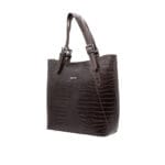 Elegancka torebka skórzana Vezze KROKO Ciemny Brąz Genuine Leather - obrazek 3