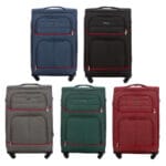 Luksusowa walizka podróżna materiałowa VEZZE średnia NIEBIESKA - obrazek 2