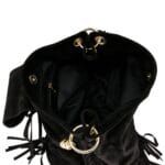 Zamszowa torebka Amber typu worek Czarna Genuine Leather - obrazek 4