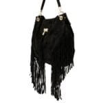 Zamszowa torebka Amber typu worek Czarna Genuine Leather - obrazek 2