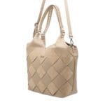 Klasyczna torebka Grace ze skóry naturalnej Beżowa Genuine Leather - obrazek 3