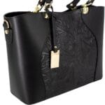 Klasyczna torebka Ivette ze skóry naturalnej Czarna Genuine Leather - obrazek 2