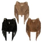 Zamszowa torebka Amber typu worek Czarna Genuine Leather - obrazek 6