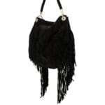 Zamszowa torebka Amber typu worek Czarna Genuine Leather - obrazek 3